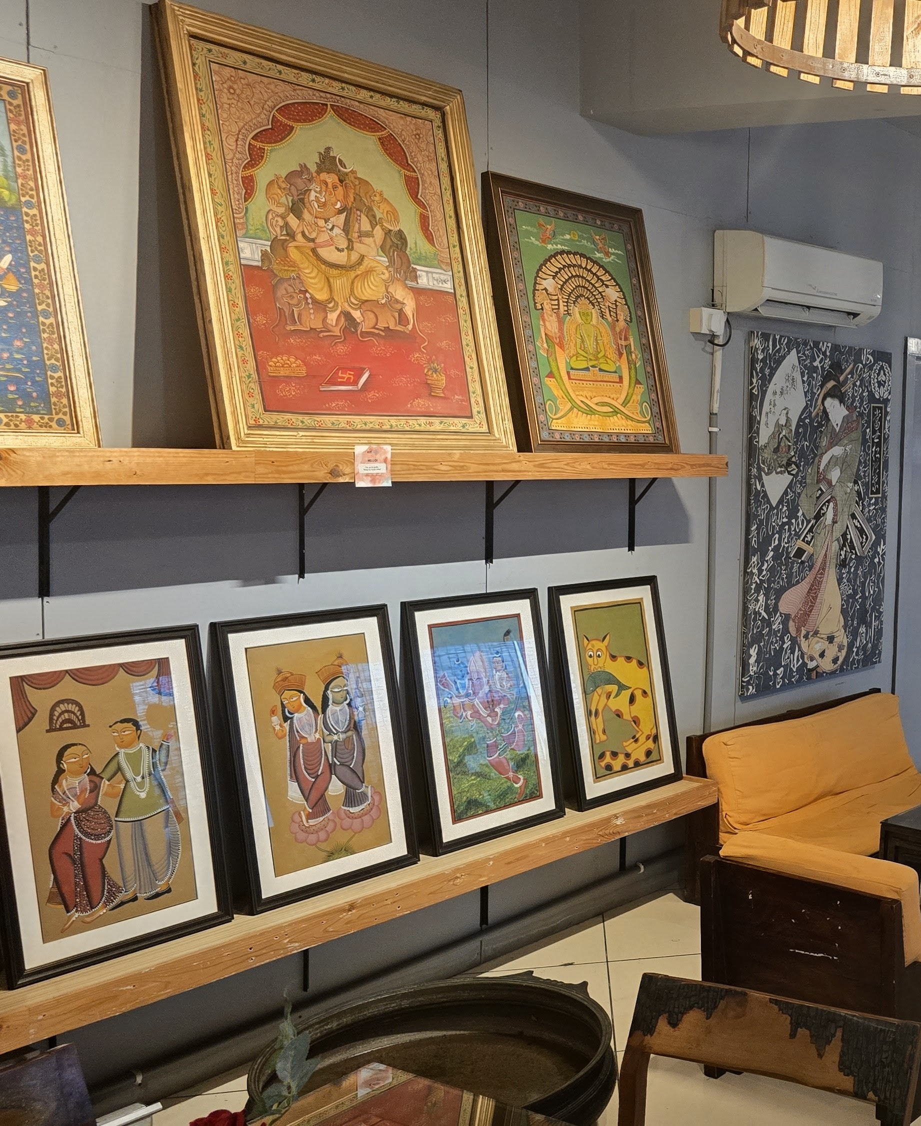 Hand-painted artist furniture for sale at The Gallery Cafe